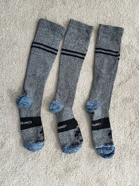 New 3pack Bombas Everyday Compression Socks Knee 15-20mm Medium Gray Midweight